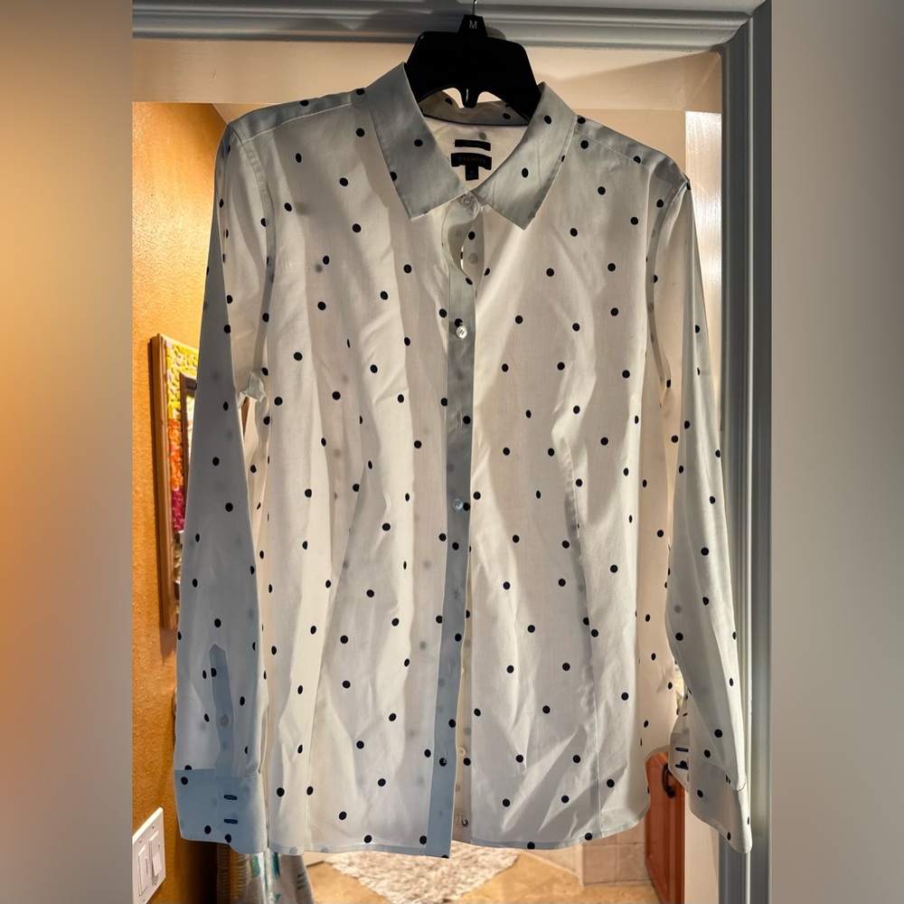 Talbots White with Blue polka dots